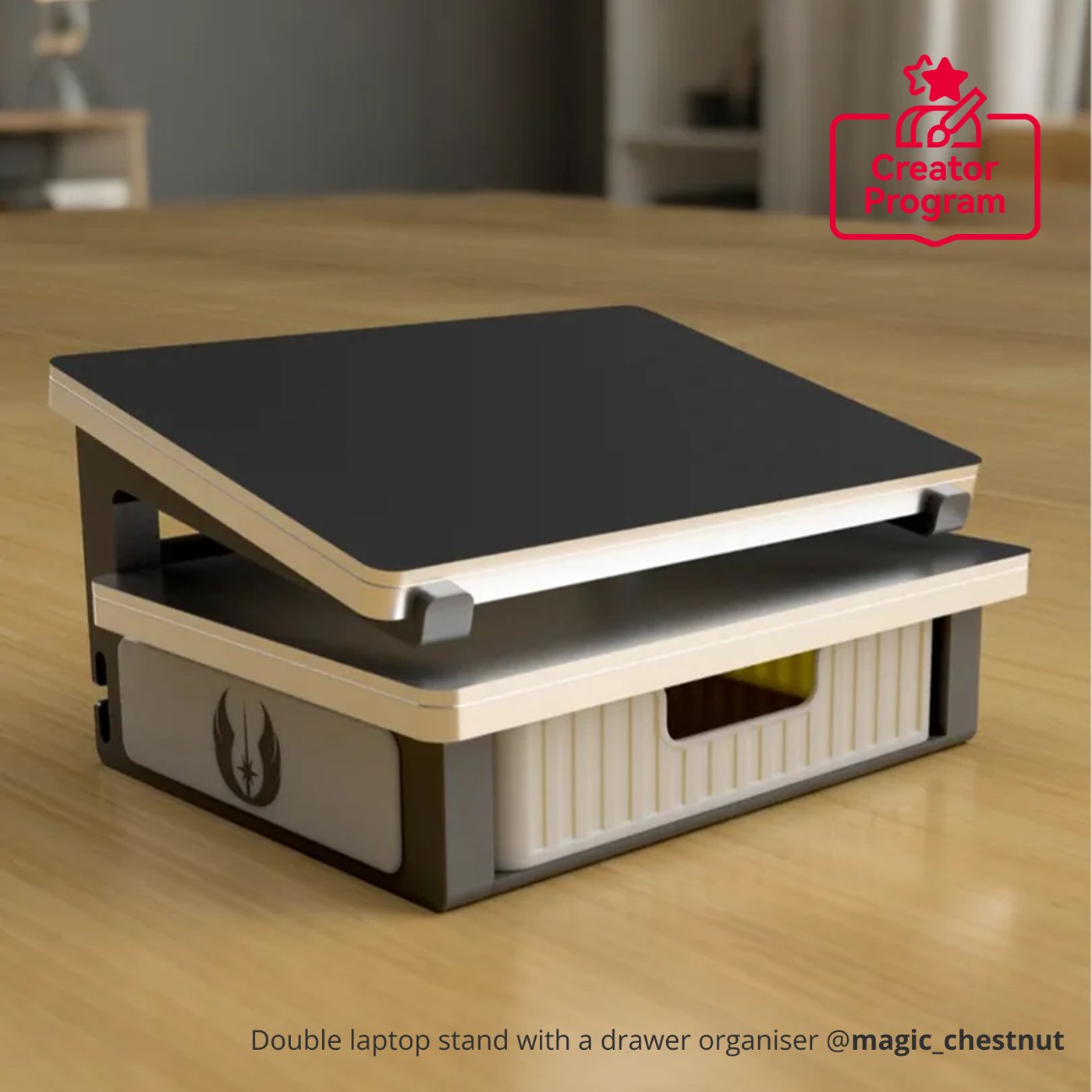Printed drawer organizer laptop stand from Bambu store